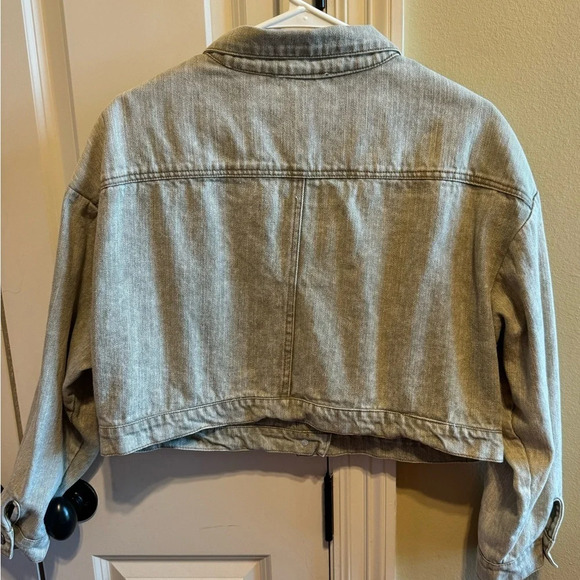 She + Sky Cropped Denim Jacket Sz L - Picture 8 of 10